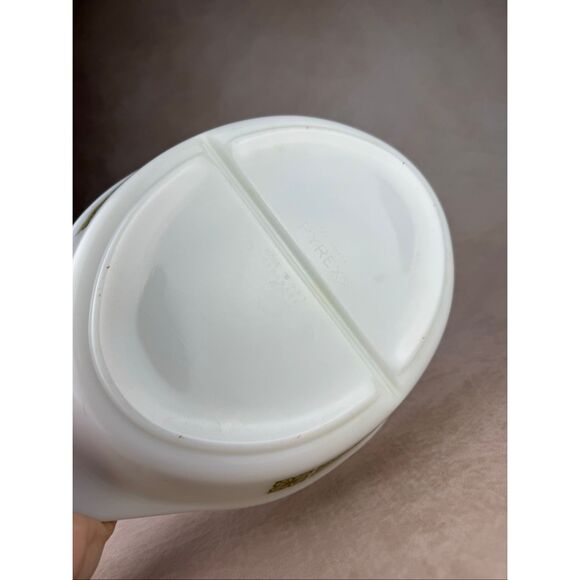 Vintage Pyrex Verde Split Casserole Dish Floral Mod MCM 1970s - Picture 8 of 9